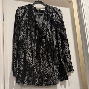 Black and Gray Patterned Long Sleeve Top